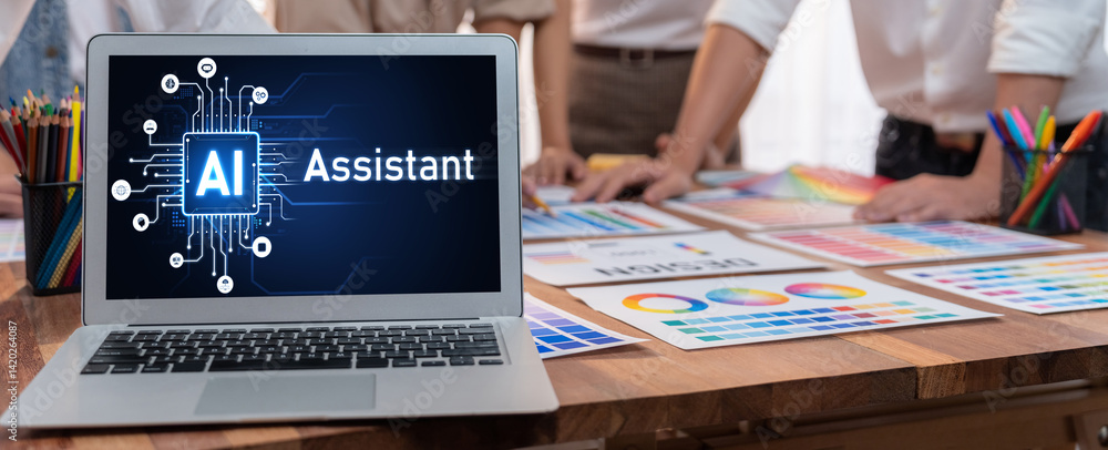 Aufkleber Generative AI virtual assistant tools for prompt engineer and user for ease of engage artificial intelligence AI technology help people to work with generative AI functions by prompting the AI brisk