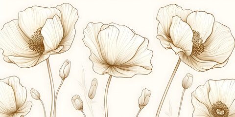 Elegant Poppies: Line Art Bloom