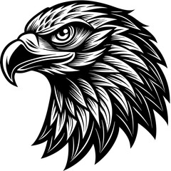 Fototapeta premium Majestic eagle head vector illustration, a wild bird mascot design with tribal art and sharp beak