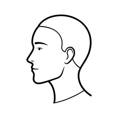 Human Face Profile Outline on White Background
