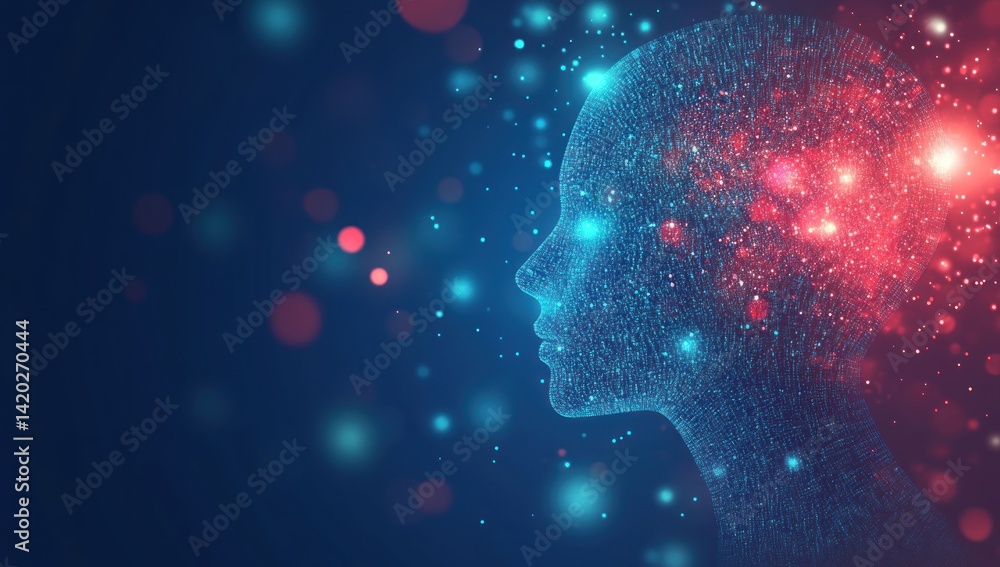 Poster digital mind: abstract representation of artificial intelligence and consciousness