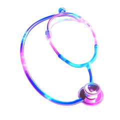 Glowing Pink And Blue Stethoscope On Transparent Background