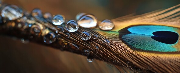 Dewdrops on a Peacock Feather: A Macro Photography Masterpiece