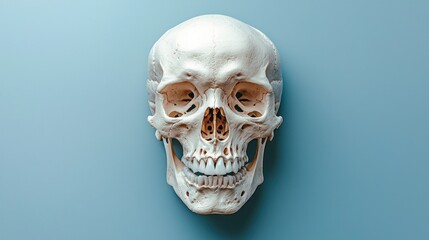 Human skull, top-down view,  detailed anatomical structure
