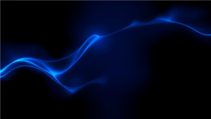 Naklejka premium Glowing blue abstract shape, dark grainy black blue