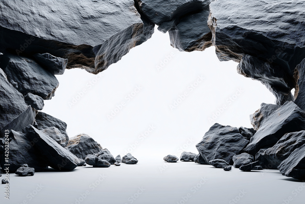 Poster stone archway: a close-up of a dark stone archway set against a bright background. a great way to cr