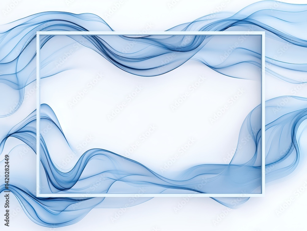 Poster abstract frame with flowing blue lines