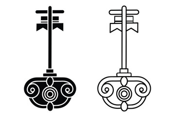 Artistic Key Silhouette Vector Illustration.