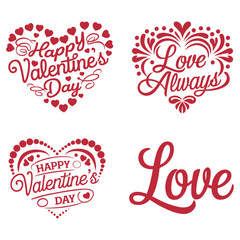 Happy Valentine's Day typography design with Heart-Shaped vector illustration