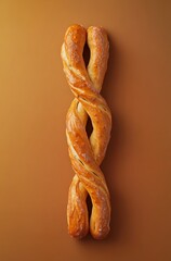 Three pretzels on a brown background