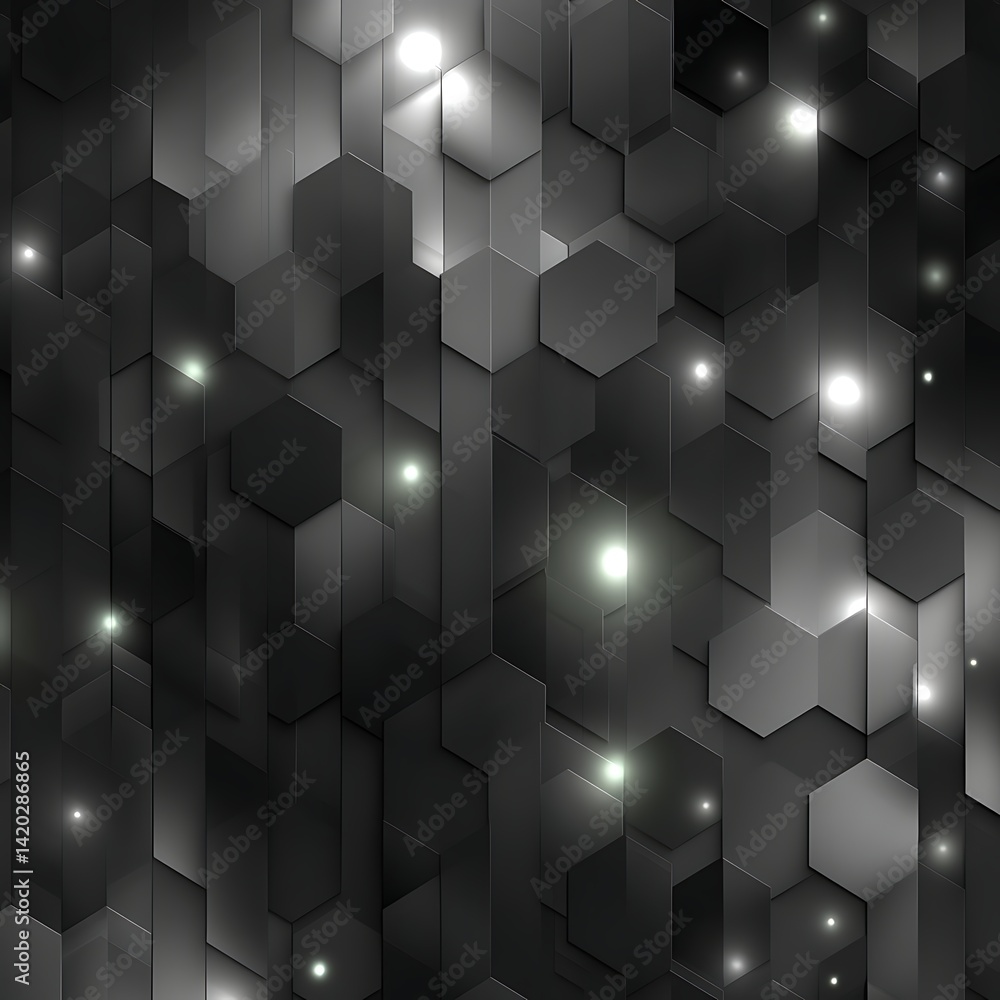 Aufkleber shimmering graphite hexagonal tile arrangement with abstract geometric design and light highlights
