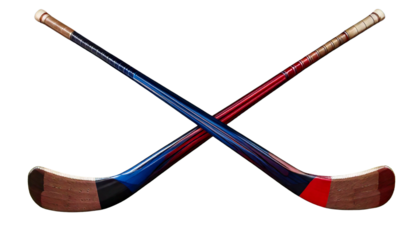 Two field hockey sticks crossed for sports isolated with transparent background
