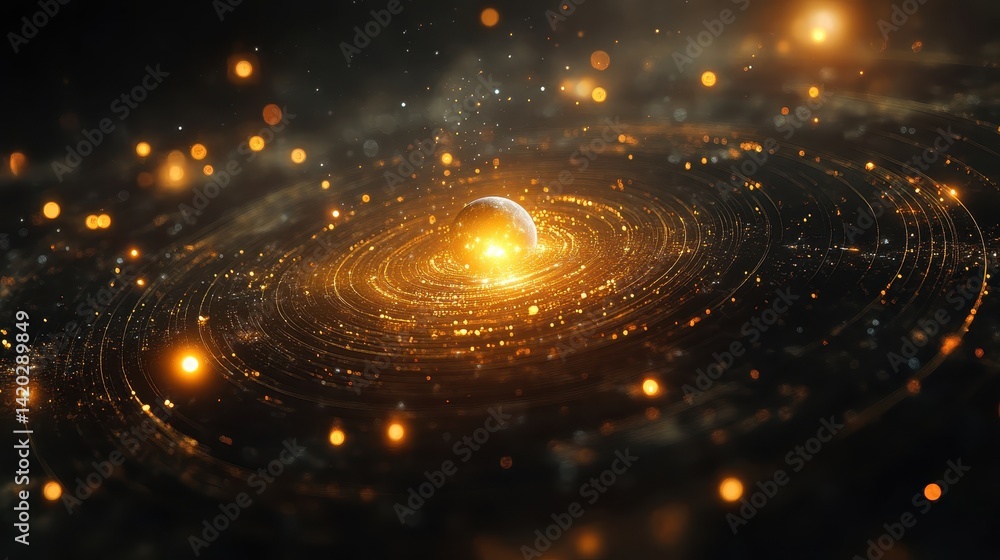 Poster colorful abstract waves blend together gracefully, creating a swirling cosmic display of vibrant hue