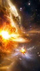 Fototapeta premium Stunning visual narrative of star birth and death stellar nurseries and exploded remnants unite