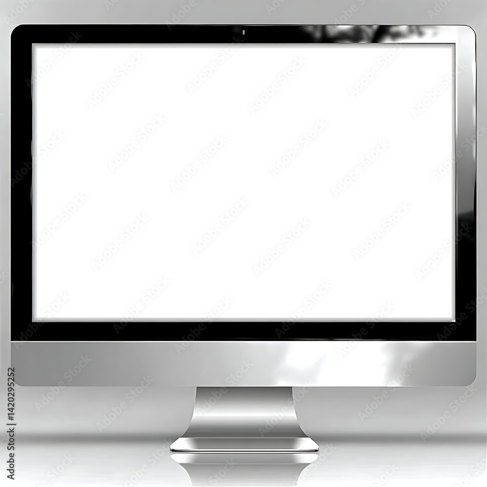 Poster sleek computer display isolated on plain backdrop for technology illustration and design resource
