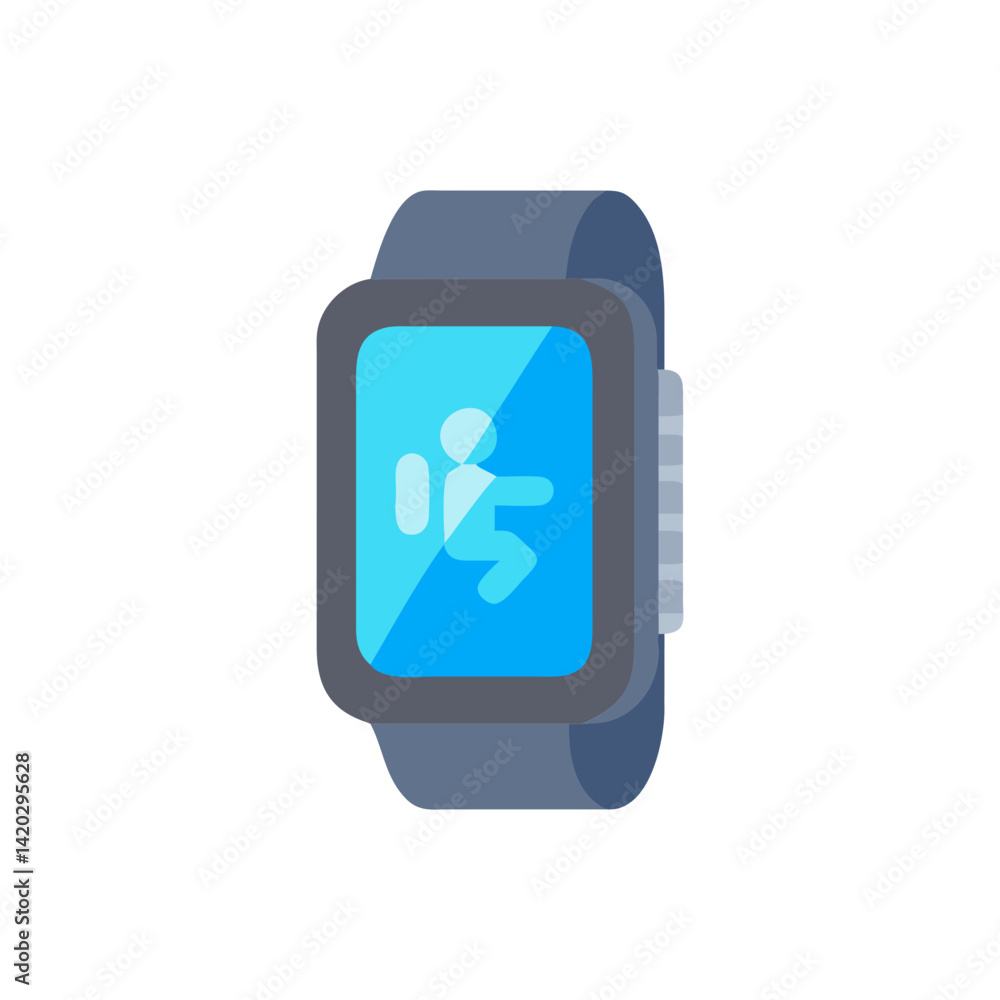Poster smartwatch with running application on black background