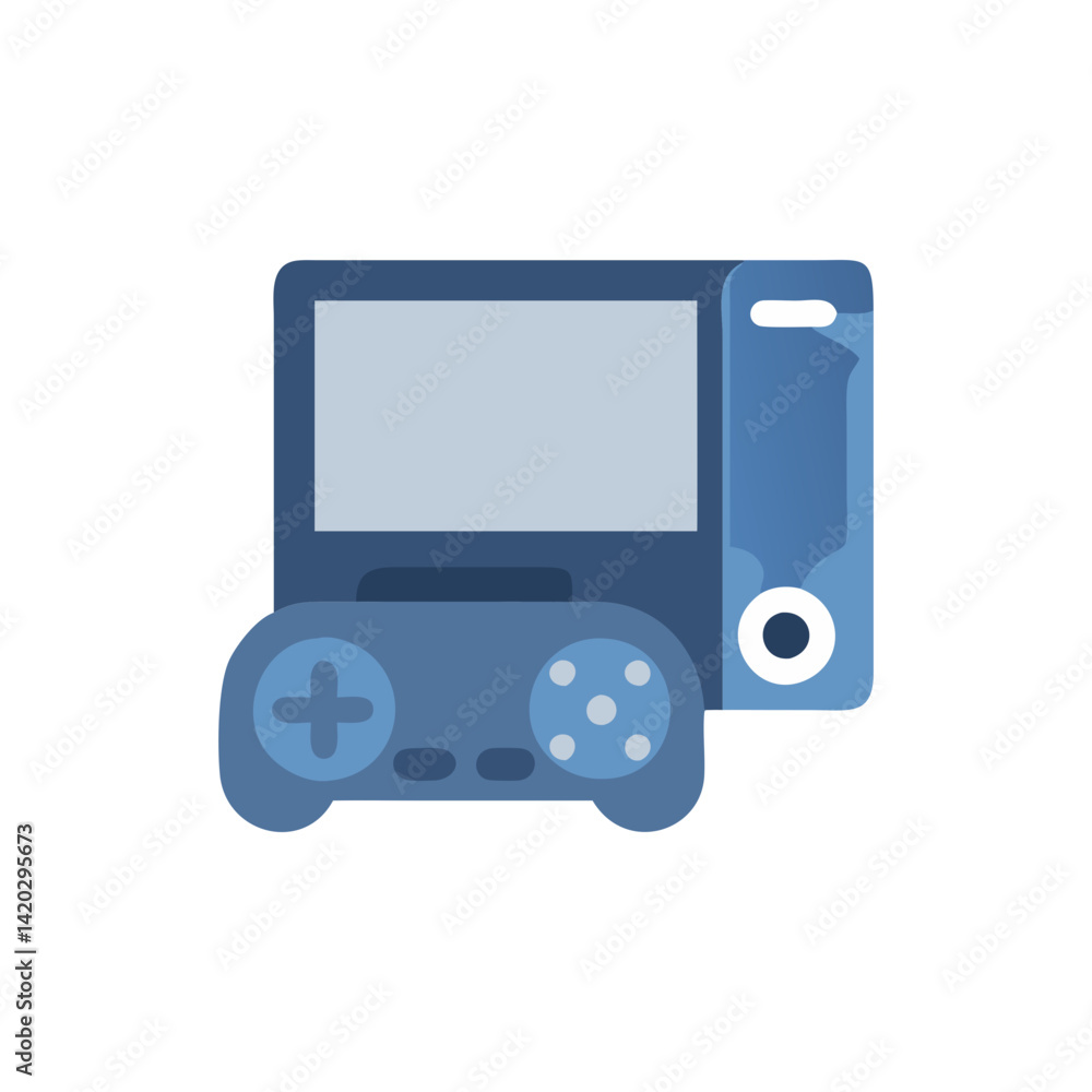 Aufkleber retro game console with controller illustration