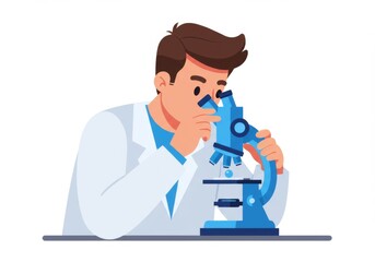Scientist using microscope for research and discovery in laboratory setting