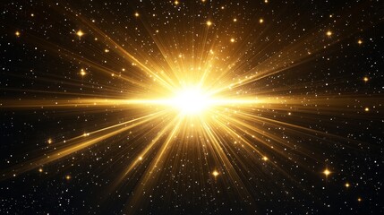 Obraz premium A glorious sun illuminating the cosmic void, surrounded by dazzling stars and dark space