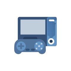 Retro Game Console with Controller Illustration