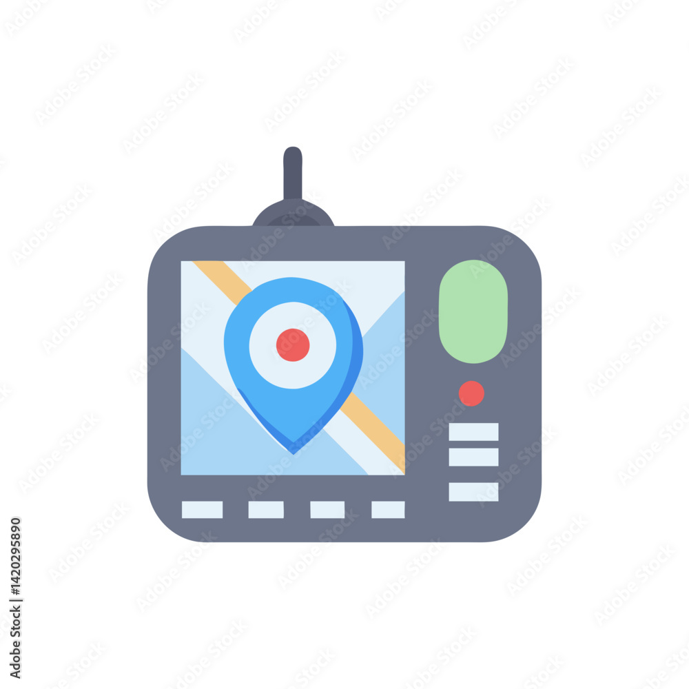 Aufkleber gps navigation device icon on black background vector