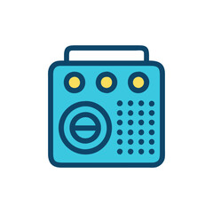 Retro radio illustration, vintage design on black background