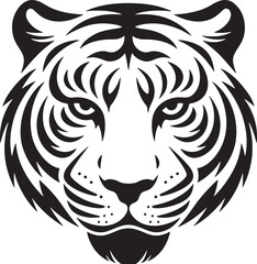 Fototapeta premium Black And White Tiger Face Illustration