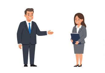 Obraz premium Professional business introduction between colleagues in formal attire