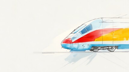 Fototapeta premium Colorful High-Speed Train Illustration on Minimalist Background
