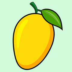 Ripe Yellow Mango with Leaf - Tropical Delicacy


