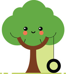 Fototapeta premium funny cartoon tree with green eyes