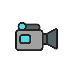 Retro Video Camera Vector Icon on Black Background