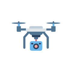 Modern Drone with Camera Flat Icon Design Illustration