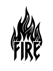 Create a minimalist T-shirt design featuring a hand-drawn sketch of flames in a dynamic, artistic style. Include the bold text 'Fire'