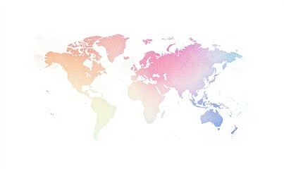 A colorful watercolor map of the world on a white background