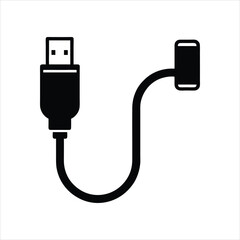  Charging USB Cable Silhouette Vector Design
