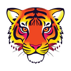 3d colorful tiger face silhouette vector illustration.