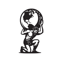 man with globe, atlas logo