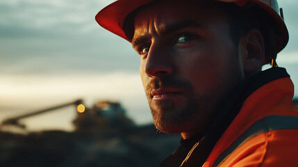 Lithium miner preparing equipment for deep excavation. Featuring readiness and precision