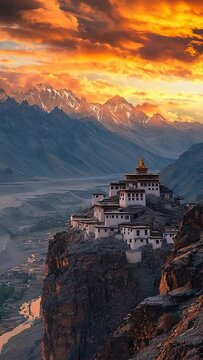 spiti valley monasteries video india landscape drone view	
