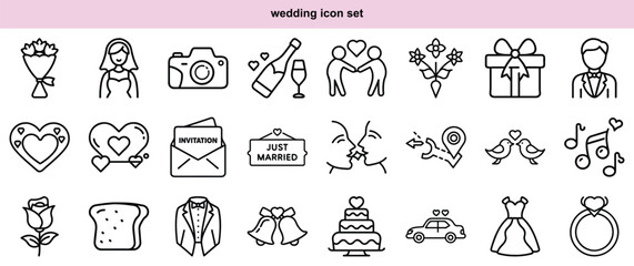 Wedding Icon Set - Love, Marriage, Celebration
