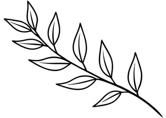 Fototapeta premium Leafy branch line art silhouette vector