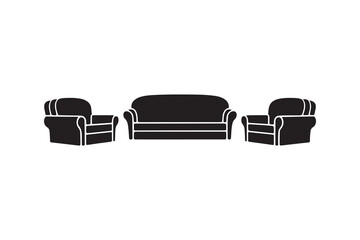 Sofa set art silhouettes vector with white background