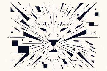 Obraz premium Abstract Lion Head Design: A stylized lion head in a graphic, geometric design, featuring sharp lines and bold shapes, evokes strength, power, and the essence of leadership. 