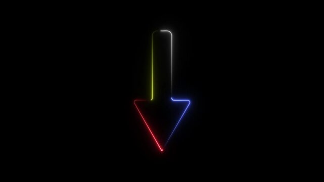 The down arrow features a bold, triangular shape pointing downward. It signifies descent, navigation, and selection, often used to indicate options or downward movement in interfaces.