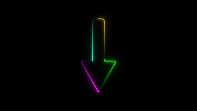 The down arrow features a bold, triangular shape pointing downward. It signifies descent, navigation, and selection, often used to indicate options or downward movement in interfaces.
