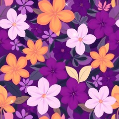 Obraz premium Abstract seamless pattern showcasing colorful abstract decorative flowers and leaves art illustration design