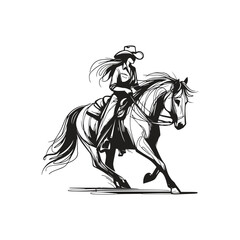 Cowgirl line art vecrot illusratiom.
