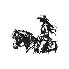 Cowgirl line art vecrot illusratiom.