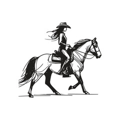 Cowgirl line art vecrot illusratiom.